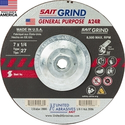 General Purpose Depressed Center Wheel, 7 in Dia x 1/4 in THK