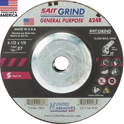 General Purpose Depressed Center Wheel, 4-1/2 in Dia x 1/4 in THK