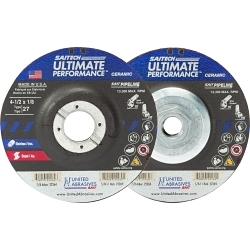 United Abrasives-SAIT High Performance Pipeline Depressed Center Wheel, 5 in Dia x 1/8 in THK
