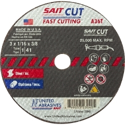 Thin High Speed Cut-Off Wheel, 3 in Dia x 1/16 in THK