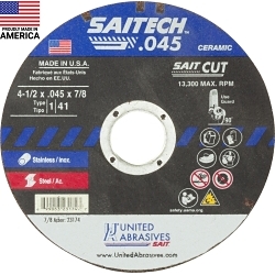 High Performance Thin High Speed Cut-Off Wheel, 4-1/2 in Dia x 0.045 in THK
