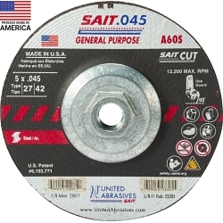 Cutting Wheel, 5 in Dia x 0.045 in THK, 60 Grit, Aluminum Oxide Abrasive