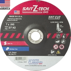  High Performance Depressed Center Wheel,  7 in Dia x 0.045 in THK