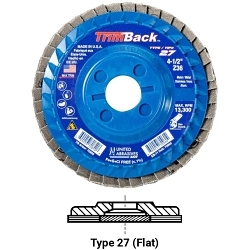 TrimBack Regular Density Trimmable Coated Abrasive Flap Disc, 5 in Dia