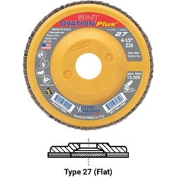 Close High Density Coated Abrasive Flap Disc,  4-1/2 in Dia