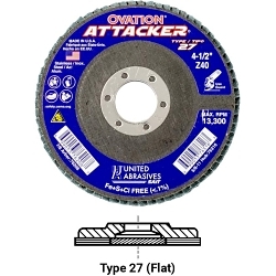  Close High Density High Performance Coated Abrasive Flap Disc,  4-1/2 in Dia