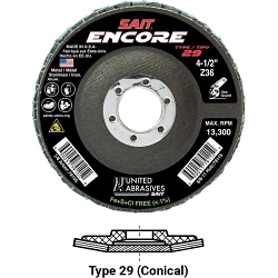 Coated Abrasive Flap Disc, 4-1/2 in Dia