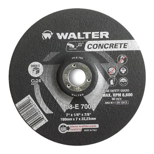 CONCRETE; Flat High Performance Depressed Center Wheel, 7 in Dia x 1/4 in THK
