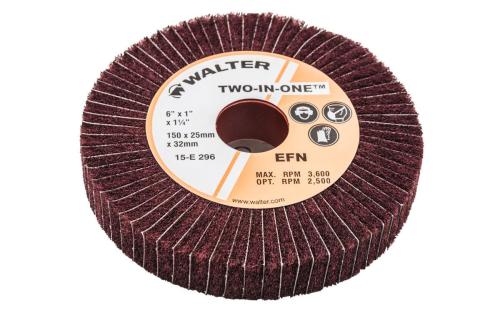  X-Fine Grit Mounted Flap Wheel, 6 in Dia Wheel, 1 in W Face, 220 Grit