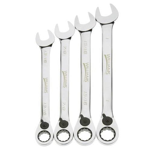 Reversible Combination Wrench Set, 4 Pieces, 13/16 to 1 in