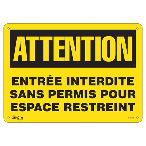 French Confined Space Sign