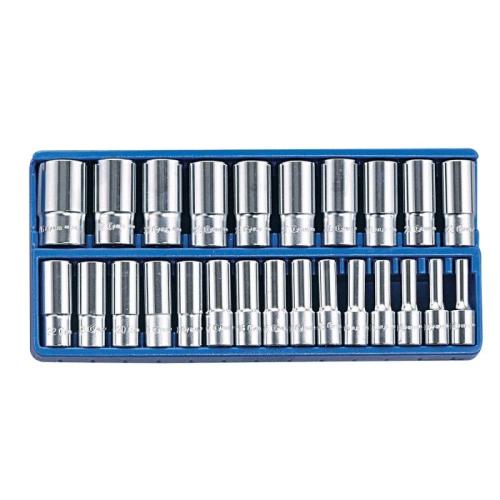 24 Piece Metric Deep Socket Set 1/2" Drive Steel