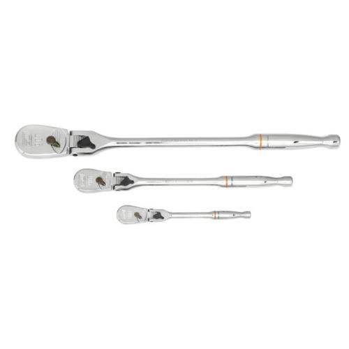 3Pc Ratchet Set Flex Head Teardrop, 1/4", 3/8" & 1/2"