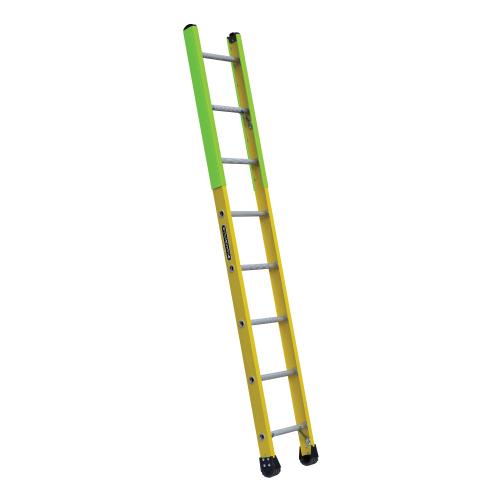 8' Manhole Extension Ladder, 375 lb Load, Fiberglass, Yellow