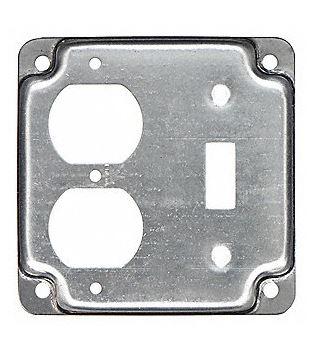Electrical Box Cover, 2 Gangs, Galvanized Zinc