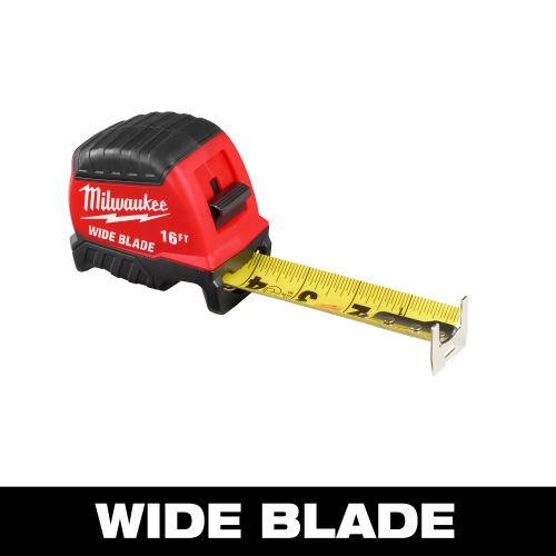 Wide Measuring Tape, 16 ft L 1 in W Blade, Steel Blade