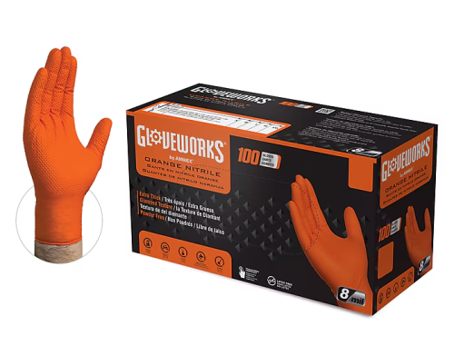 Nitrile Gloves Orange Textured, X-Large, 100/Box