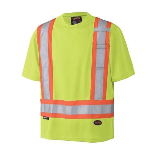 T-Shirt Hi-Vis Lime Gr. 6991-Lge Traffic Short Sleeve Birds Eye