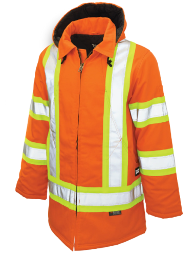 Work King Lined Jacket, 2XL, Hi-Viz Orange with Hoodie