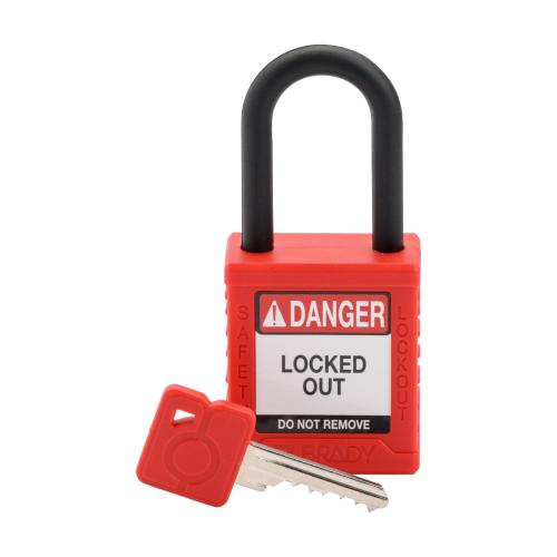Safety Lockout Padlock, Keyed Different Key, Red, Plastic Body