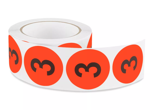 2" Circle Labels - "3" Red