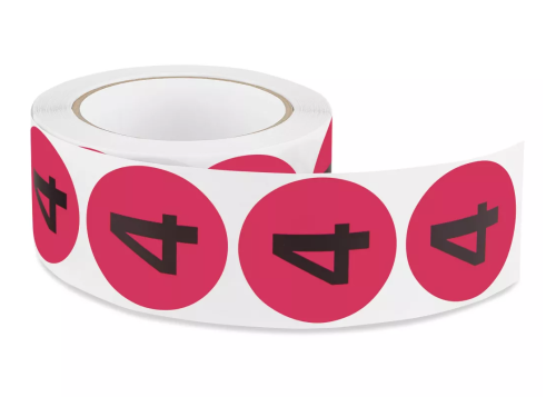 2" Circle Labels - "4" Pink