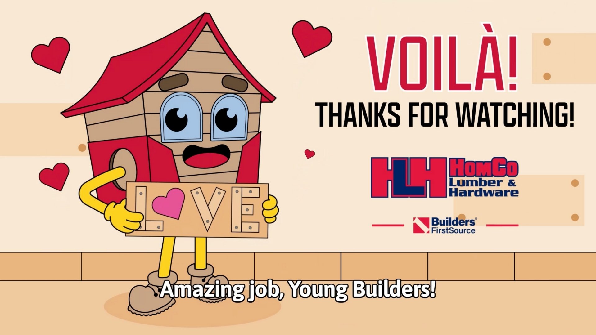 Finished Young Builders wooden LOVE sign project at HomCo in Flagstaff