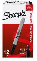Sharpie Pen-style Permanent Marker - Fine Marker Point - Black Ink - Alcohol Based- 1 Dozen