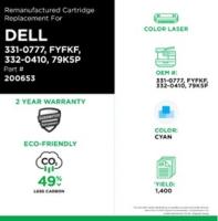 CIG Remanufactured High Yield Cyan Toner Cartridge for 1250C, 1350CNW, 1355CN, 1355CNW, C1760NW, C1765NF, C1765NFW (Alternative for Dell 331-0777, FYFKF, 332-0410, 79K5P) (1,400 Yield)
