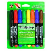 Dixon Ticonderoga  Ticonderoga RediMark Plus Permanent Markers, Chisel Point, Low Odor, Plastic Barrel, Set of 8 Markers, Assorted Colors (95010)