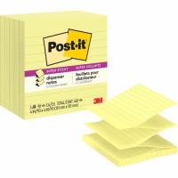 Post-it® Super Sticky Lined Dispenser Notes - 450 - 4" Flag/Note Width x 4" Flag/Note Length - Square - 90 Sheets per Pad - Ruled - Canary Yellow - Paper - Pop-up, Self-adhesive - 5 / Pack