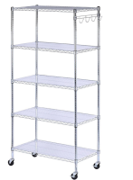 Alera 5-Shelf Wire Shelving Kit with Casters and Shelf Liners