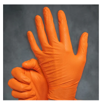 Safety Zone® Catch® Nitrile Pyramid Grip Gloves, Powder-Free,Orange, 9 mil -Extra Large