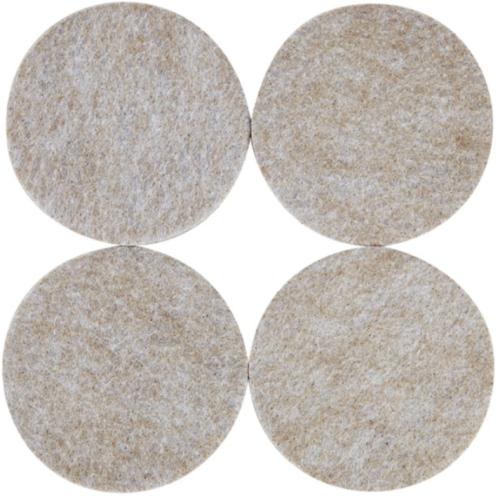 Furniture Pad, Felt Cloth, Beige, 3 in Dia, Round