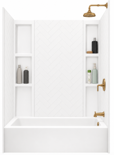 Chevron Pattern Bathtub/Shower Walls 60" X 32" X 58" 5 Piece Corner Storage
