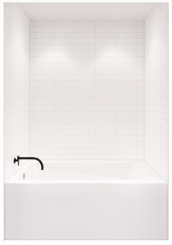 Urban Stacked Tile 60' X 36" X 80" Bathtub/Shower Walls 3 Piece