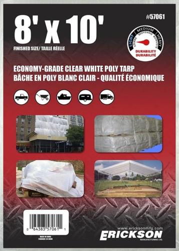 8" X 10' White Poly Tarp