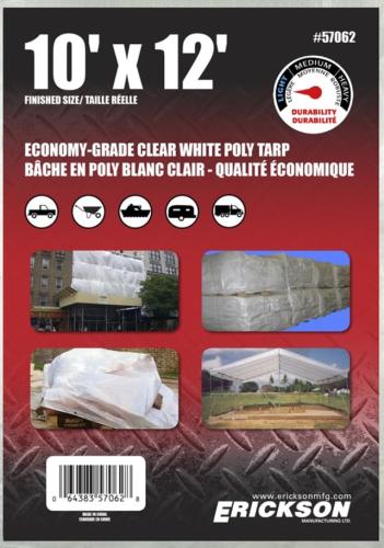 10" X 12' White Poly Tarp