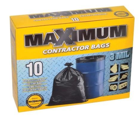 MAXIMUM Contractor Garbage Bag 144L 10pk