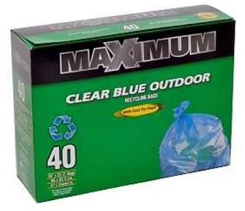 MAXIMUM Recycling Bag Clear Blue 40pk