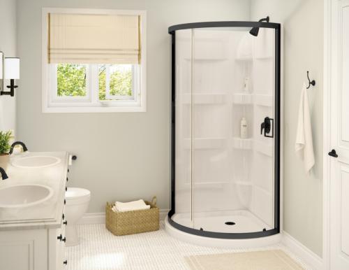 MAAX Charlotte II Shower Kit BLK 34"x34"x76.125" Center Drain