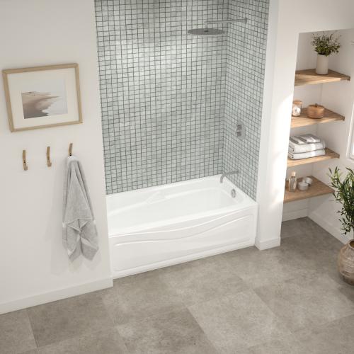 Corinthia II 60 x 30 Acrylic Alcove Left-Hand Drain Bathtub in White