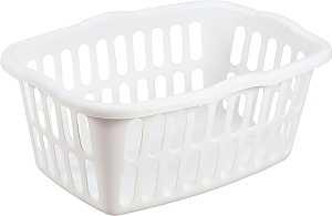 Laundry Basket Plastic, White, 24"x 17-3/8" x 10-3/8"