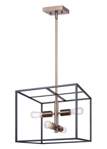 Canarm BODIE Matte Black & Gold 4-Light Rod Chandelier