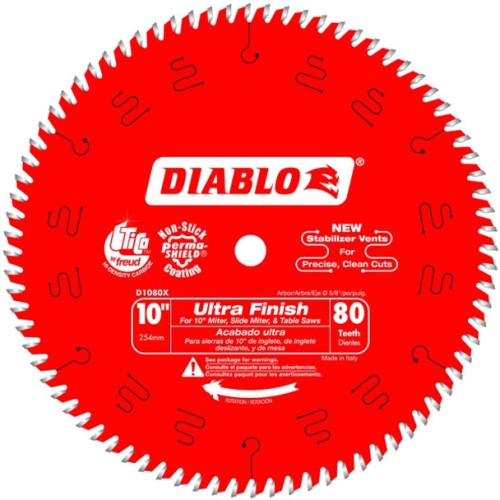DIABLO 10" 80T Ultra Fine Finish Saw Blade