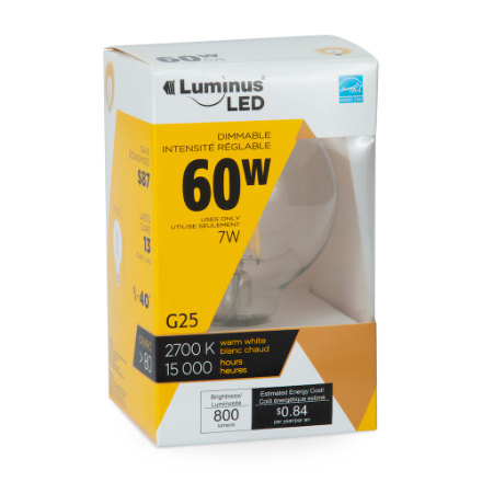 LUMINUS LED 7.5W G25 FIL