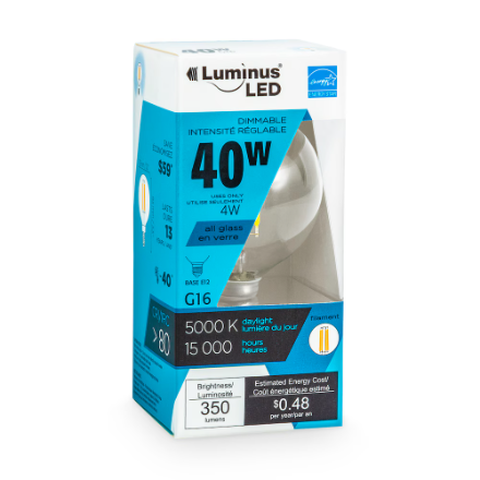 LUMINUS LED 4W G16E12 5000K CLR
