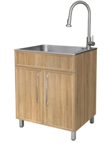 28" Steel Utility Sink Slim  Shaker Door - Wood Grain