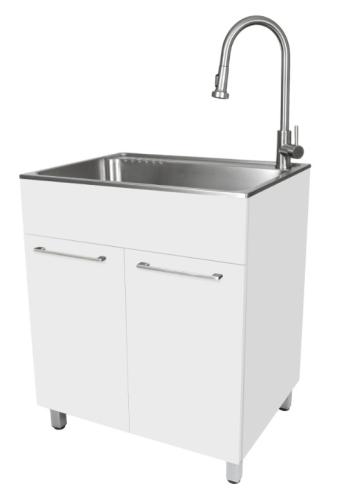 28" Steel Utility Sink - White