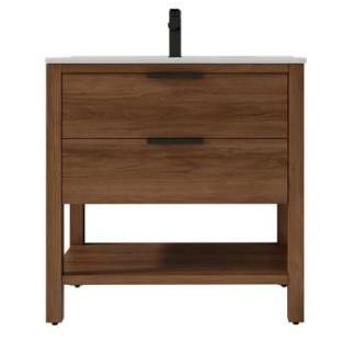 Vanity 30" X 18" Brown Walnut With Sink And  Countertop -Soft Close Drawers
